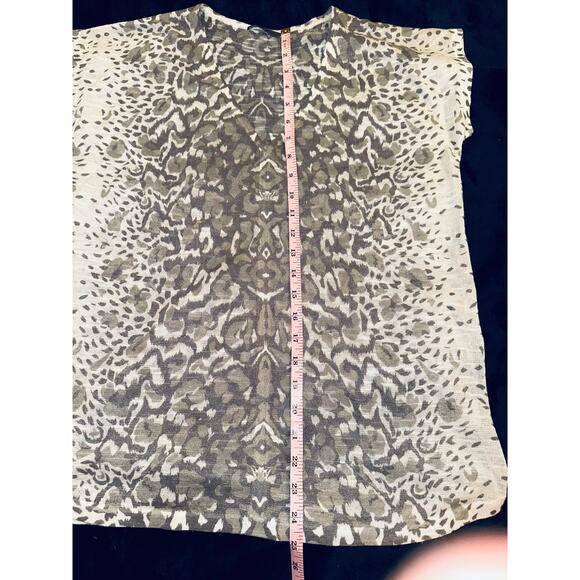 VINTAGE CULLEN GRAY LEOPARD ANIMAL PRINT DRAPEY VISCOSE TEE - Picture 4 of 5